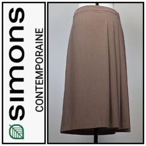 Simons Contemporaine Brown Pleated Midi Skirt Size 10